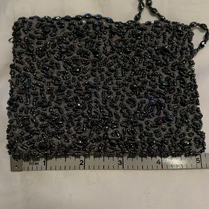 Pierre Urbach vintage grey beaded handbag with long beaded strap